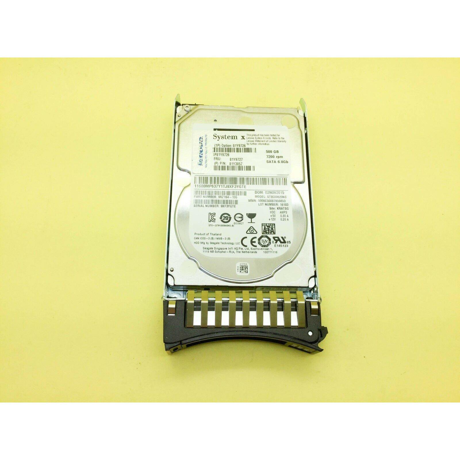 81Y9727 81Y9726 IBM/ Lenovo 500GB 7.2K 6G SFF 2.5" SATA NL HARD DRIVE 81Y3857 5711045909207 - AloinfoUSA