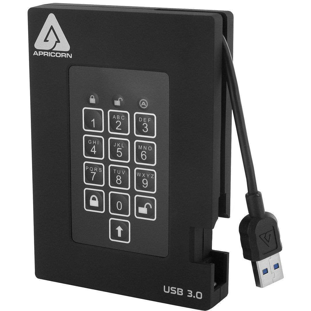 Apricorn Aegis Padlock Fortress FIPS 140-2 Level 2 Validated 256-bit Encrypted USB 3.0 Hard Drive with PIN Access, 1 TB - AloinfoUSA