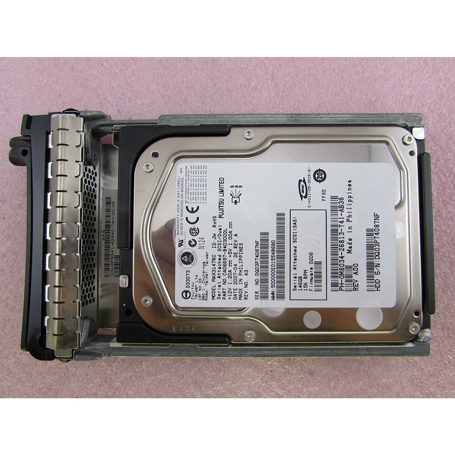 Dell 146GB SAS 15K Hot Swap Hard Drive M8034 Fujitsu MAX3147RC + Tray 0F9541 - AloinfoUSA