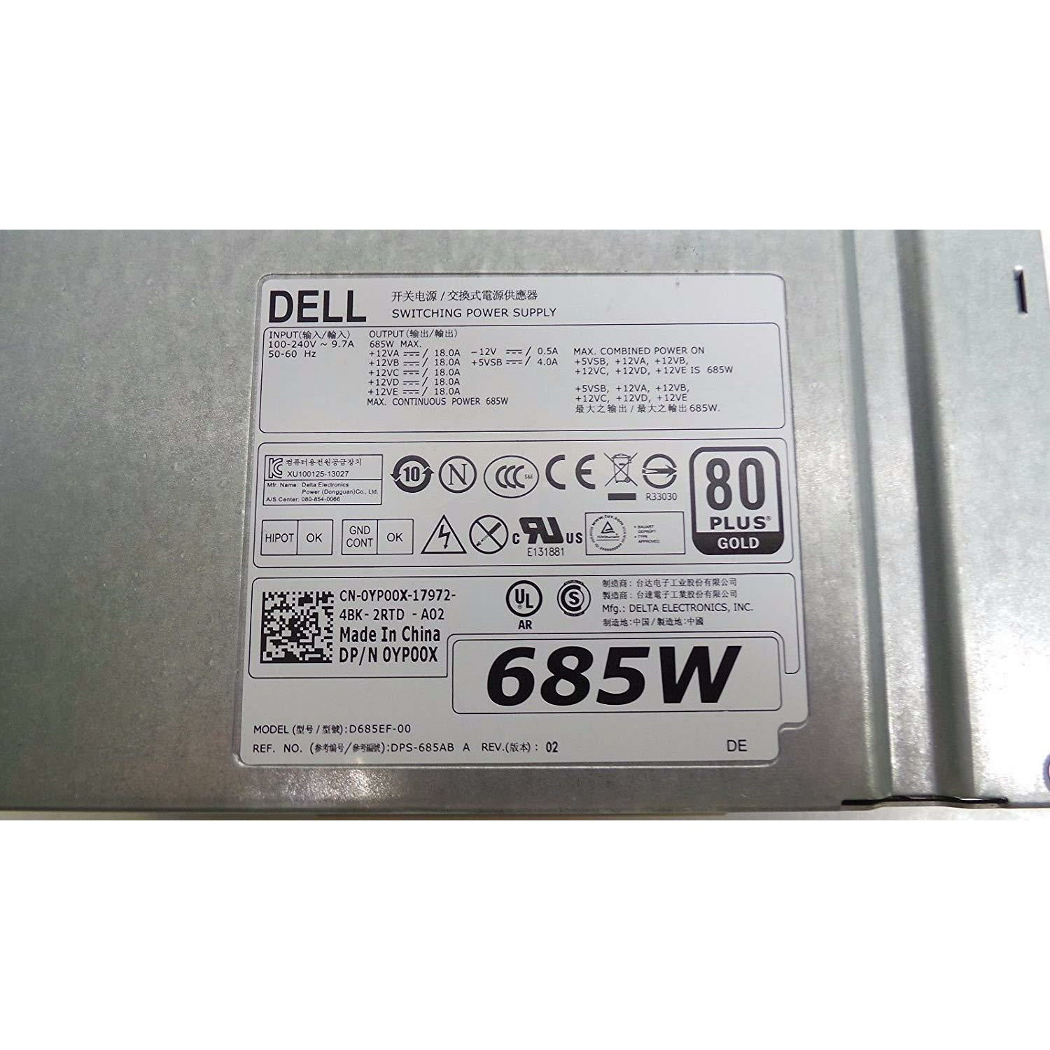 DELL 685W Power Supply for Precision T5810 Workstation PN: W4DTF K8CDY CYP9P WPVG2 KTMT8 - AloinfoUSA