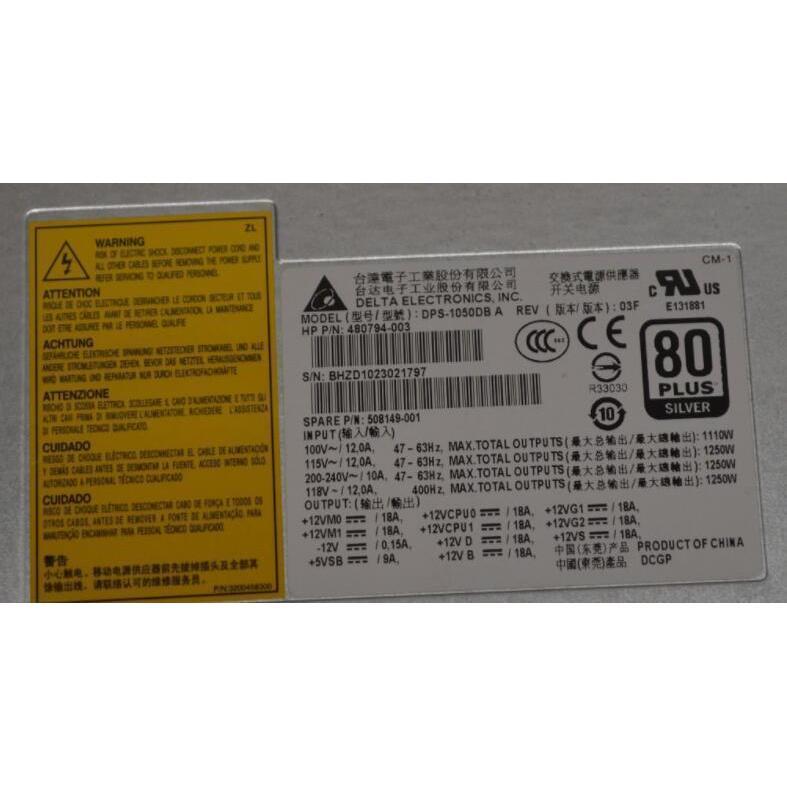 Genuine HP 508149-001 1100W WORKSTATION Z800 480794-003 POWER SUPPLY Fuente - AloinfoUSA