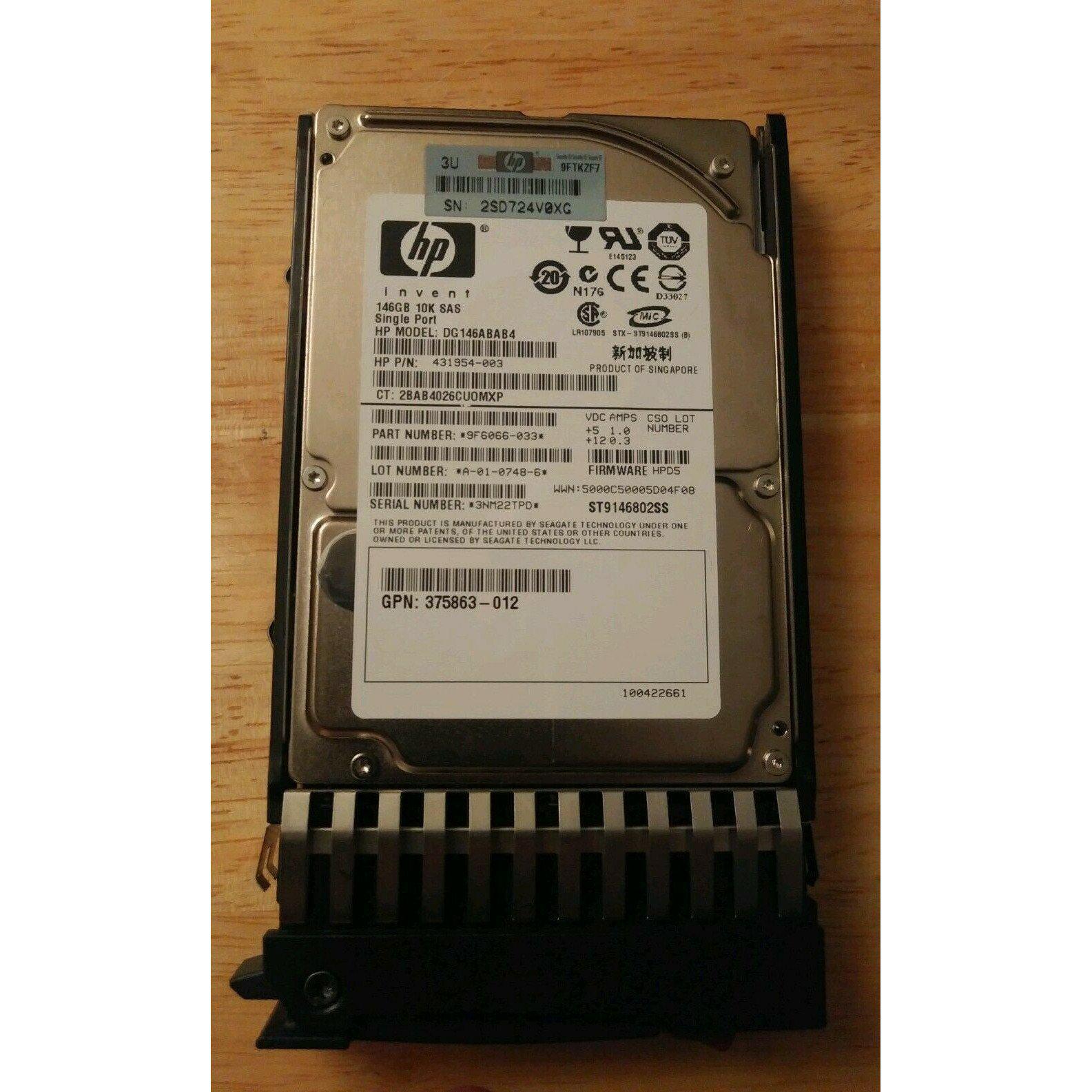 HP 146GB 2.5″ 10K SAS HDD 431954-003 418399-001 432320-001 430165-003 SERVER HDD 102645800738 - AloinfoUSA