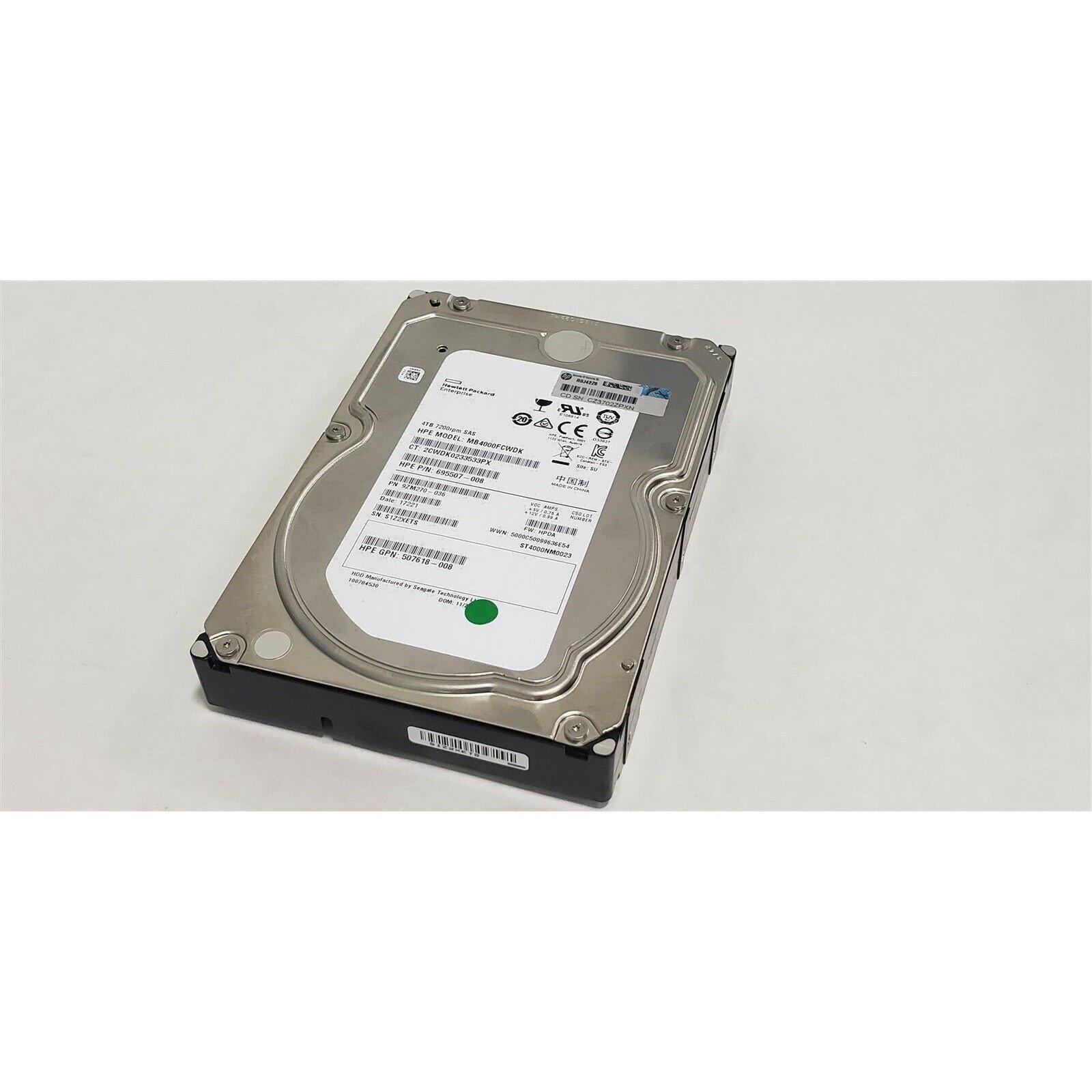 HP 4TB 7.2K SAS Server Hard Drive 6G MB4000FCWDK 695507-008 3.5" - AloinfoUSA