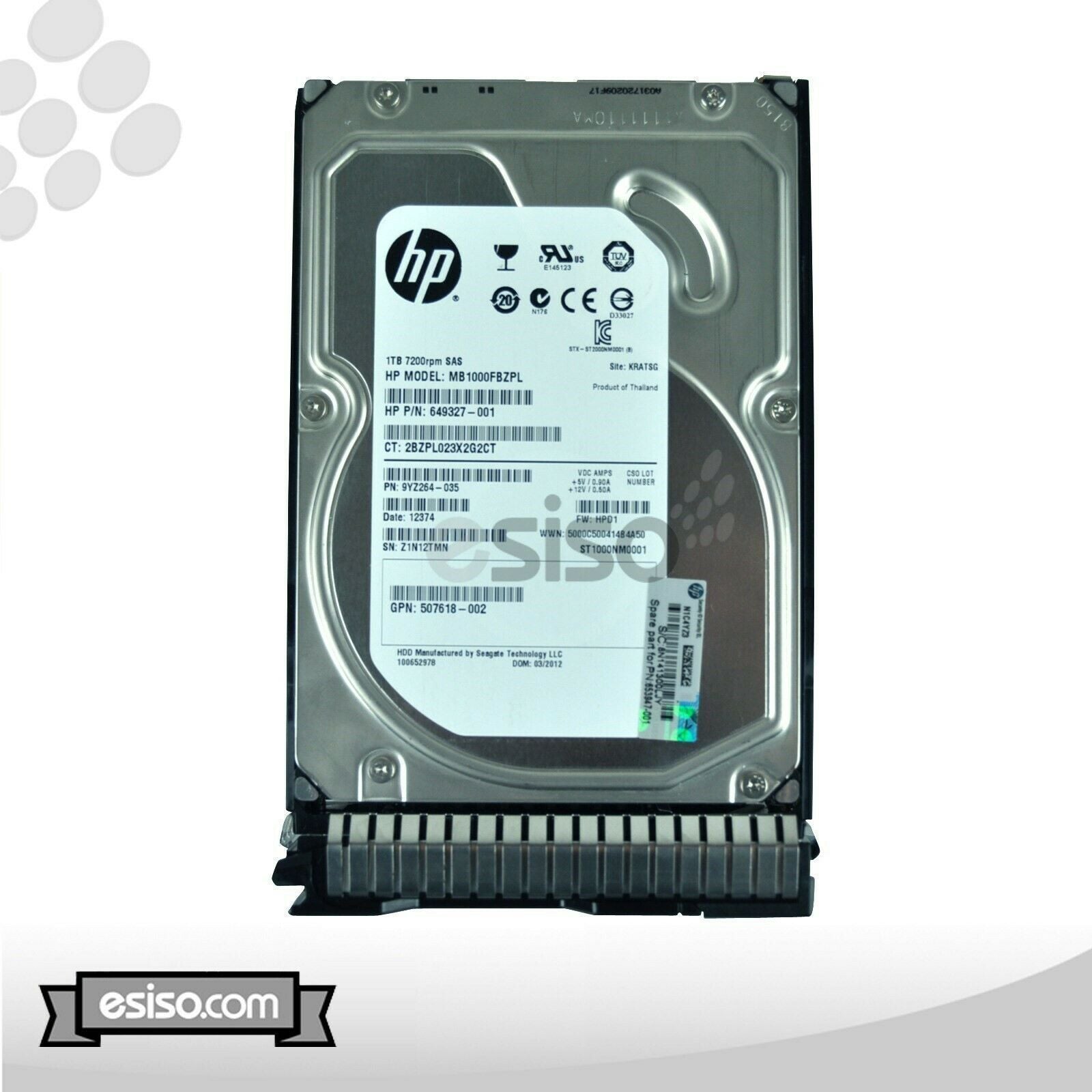 HP 652753-B21 653947-001 1TB 6G 7.2K LFF 3.5'' SAS HDD FOR ML110 ML150 ML350 G9 - AloinfoUSA