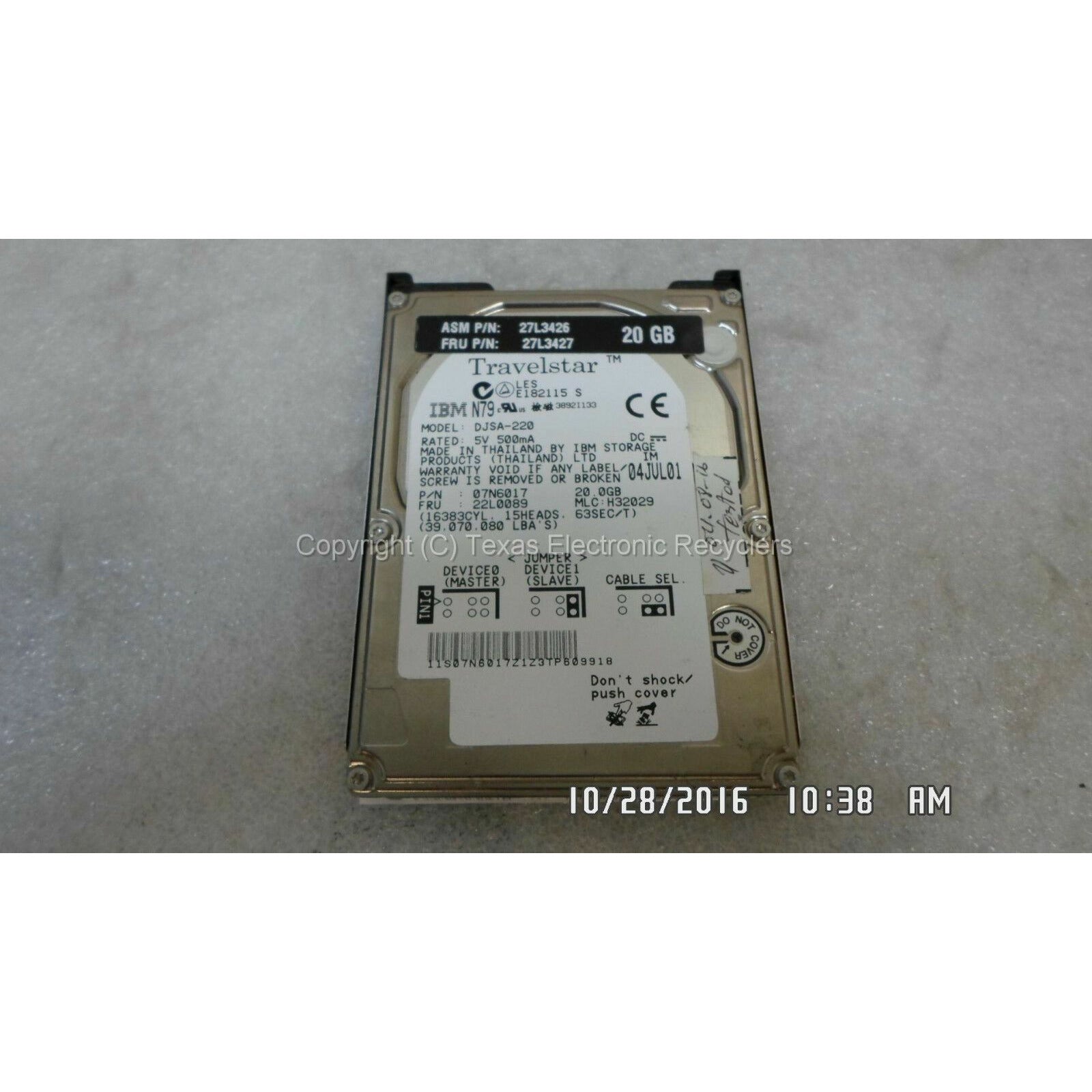 IBM 22L0089 07N6017 DJSA-220 20GB IDE Hard Drive 5705965534892 - AloinfoUSA