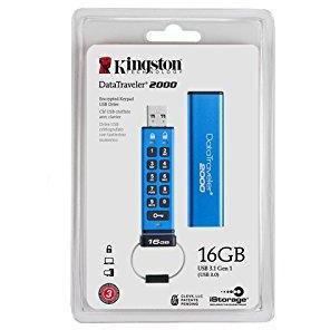 Kingston Digital 16GB DT2000 Keypad USB 3.0 ,256bit AES Hardware Encrypted (DT2000/16GB) - AloinfoUSA
