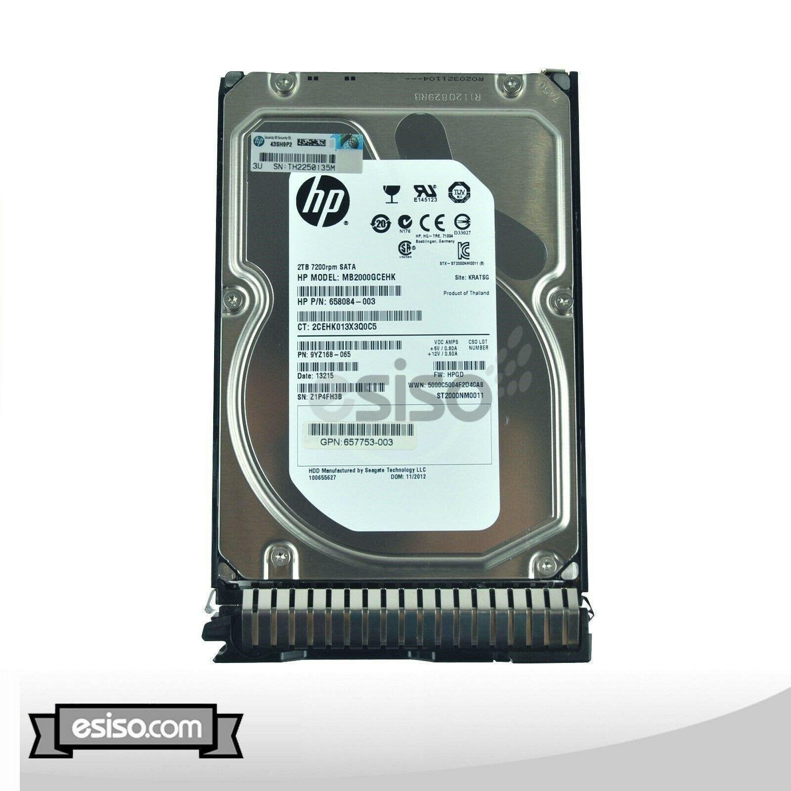 MB2000GCWDA HP 2TB 6G SATA 7.2K rpm LFF (3.5-inch) SC Midline Hard Drive 886111720576 - AloinfoUSA