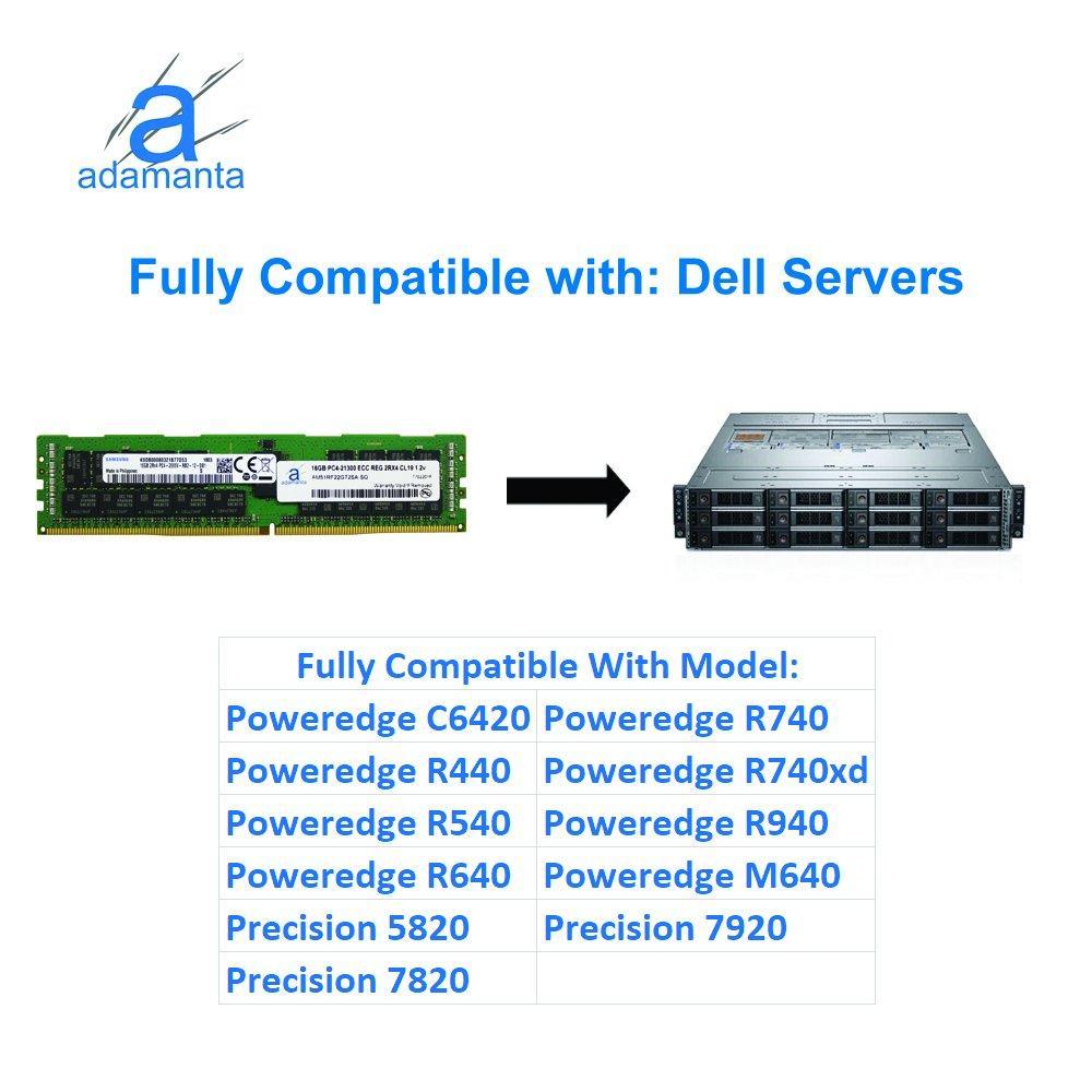 Memoria 16GB (1x16GB) Server Memory Upgrade Compatible Dell Poweredge, Precision & HP Proliant Servers Samsung Original DDR4 2666MHZ PC4-21300 ECC Registered Chip 2Rx4 CL19 1.2v DRAM RAM - AloinfoUSA