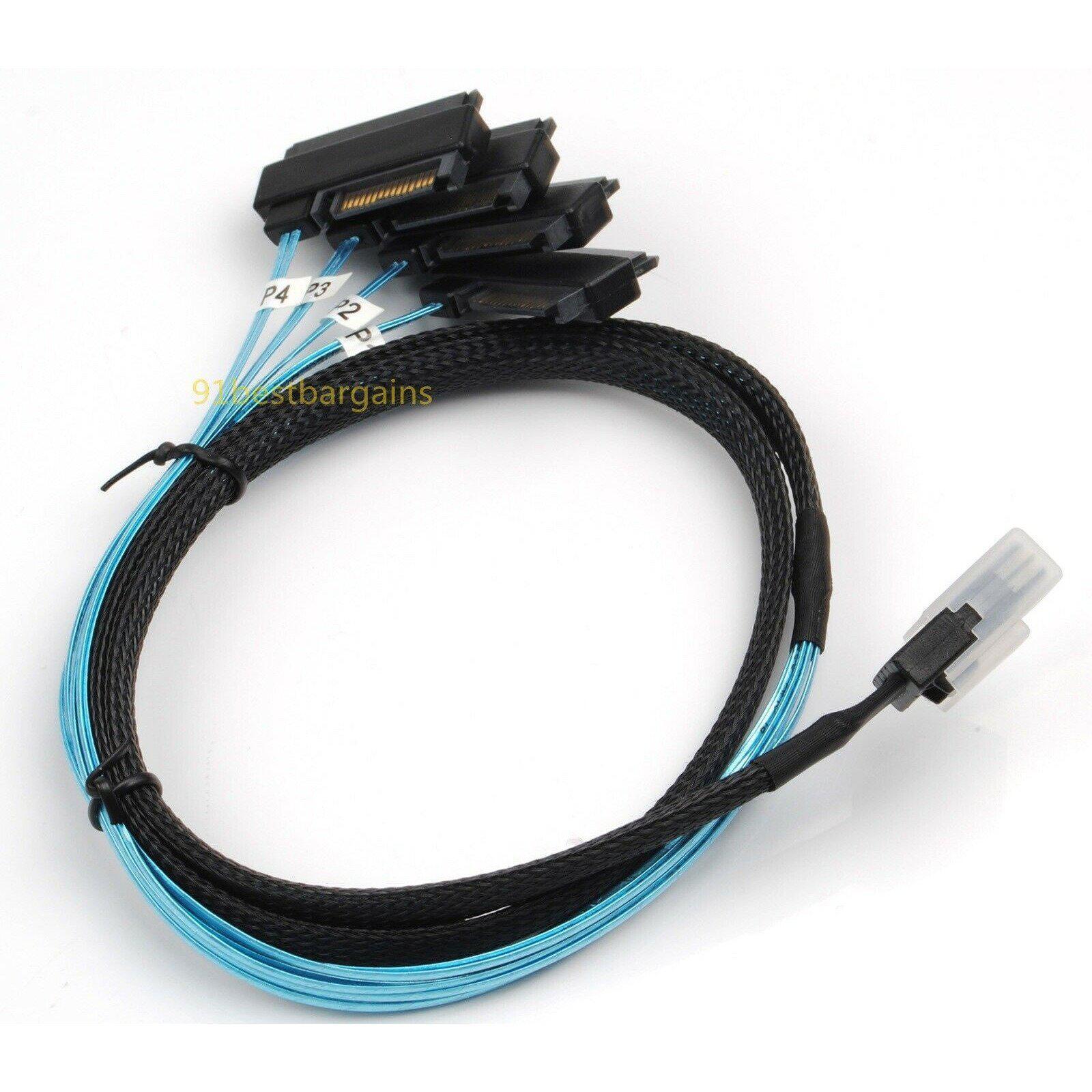 Mini SAS 36P SFF-8087 to 4 SFF-8482 Connectors With SATA Power Cable 1M US SHIP 813501730341 - AloinfoUSA