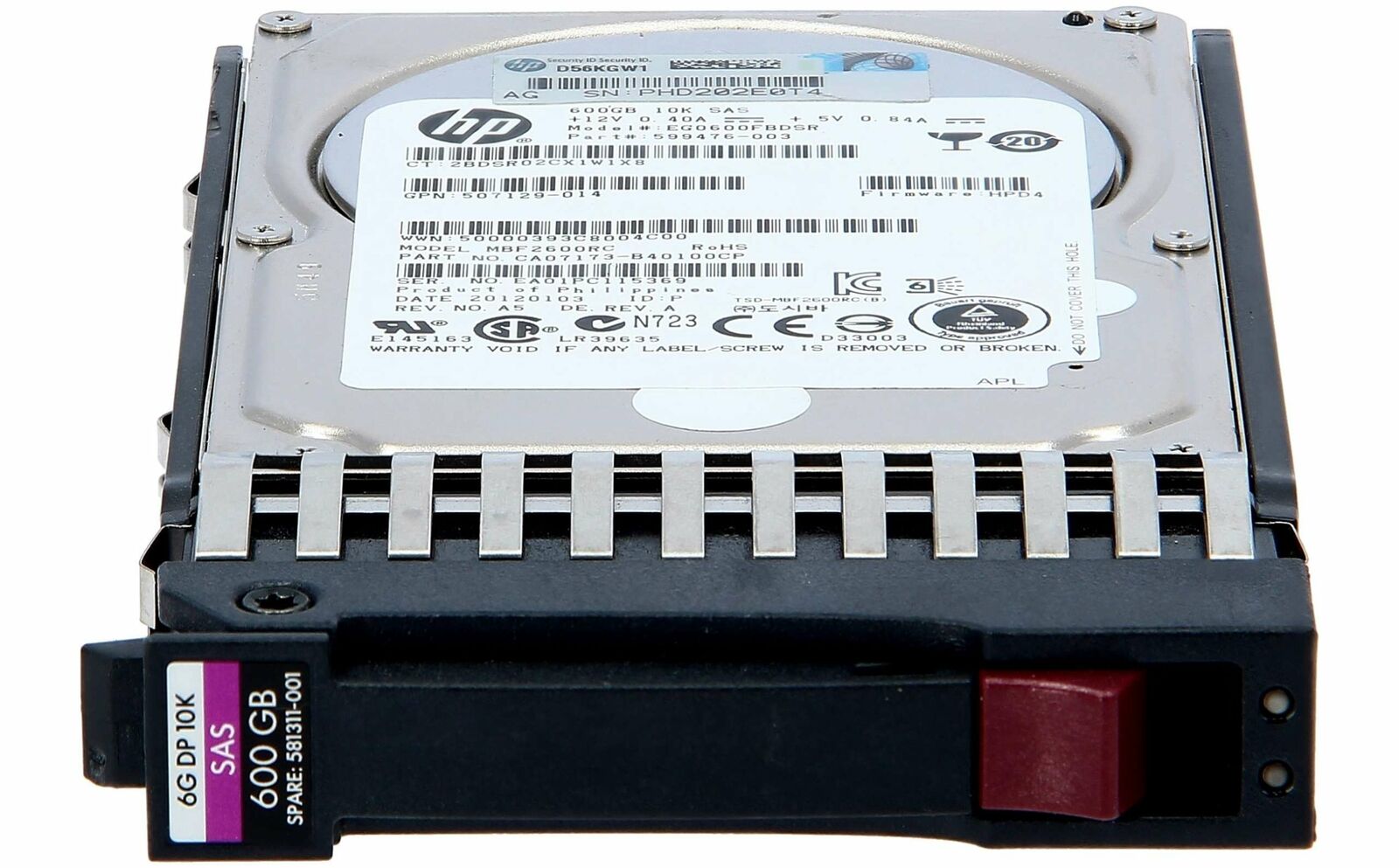 HP 581286-B21 581311-001 600GB 6Gb/s SAS Dual Port Enterprise Hard Drive 2.5" SFF 10000 RPM 16MB Cache For ML350 ML370 DL320 DL370 G6 DL360 G6 G7 - AloTechInfoUSA