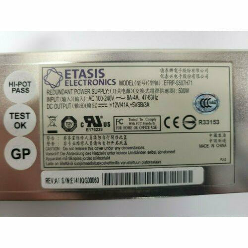 FonteĀ Etasis EFRP-S507H71 500 WATT Redundant Power Supply 500W Rack Slim PSU - MFerraz Tecnologia