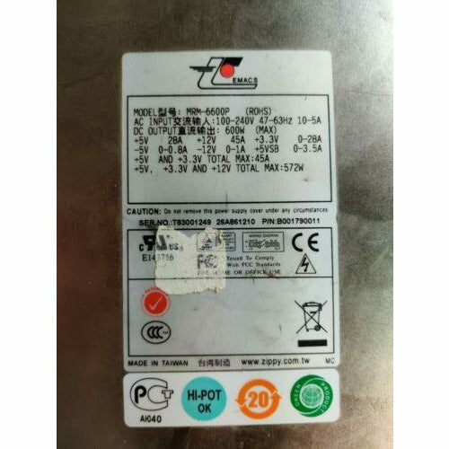 Fonte Zippy EMACS MRM-6600P 600W Redundant Power Supply similar to MRM-6650P - MFerraz Tecnologia