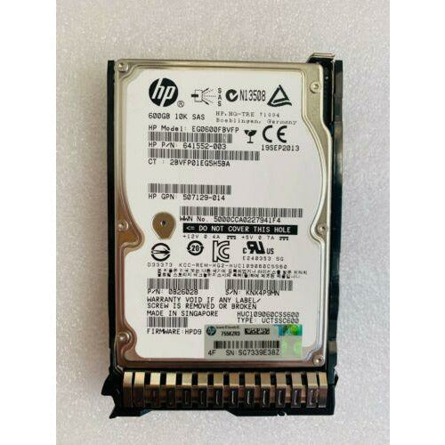 Disco HP EG0600FBVFP 641552-003 653957-001 600GB 10K 2.5" SFF SAS HARD DRIVE Gen9 G8 9 - MFerraz Tecnologia