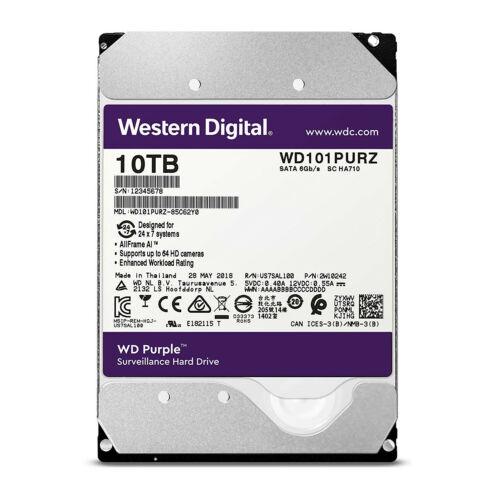 Disco WD Purple 10TB Surveillance 7200 RPM SATA lll 256MB 3.5" Internal HDD WD101PURZ - MFerraz Tecnologia
