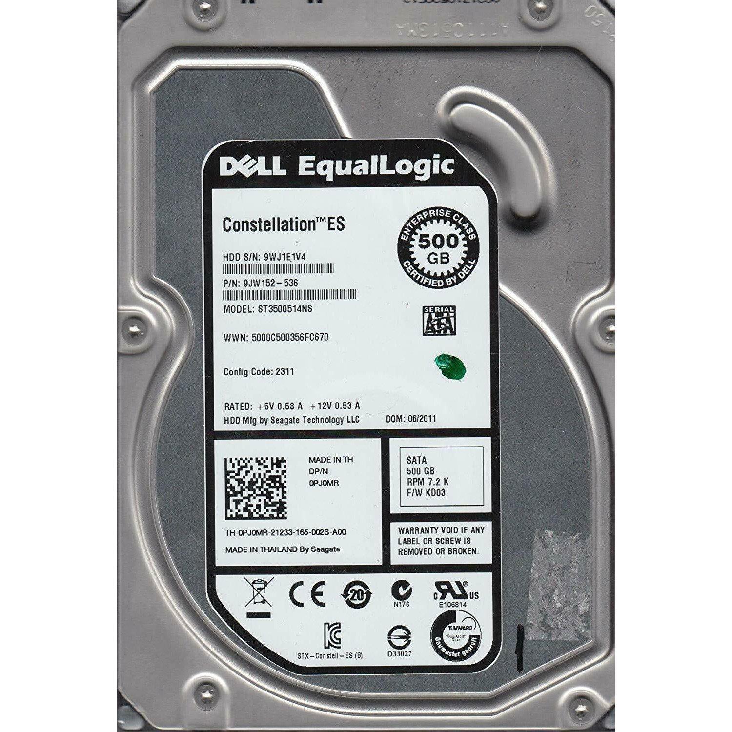 ST31000524NS, 9WK, KRATSG, PN 9JW154-536, FW KD03, Dell 1TB SATA 3.5 Hard Drive 763649027080 - AloinfoUSA