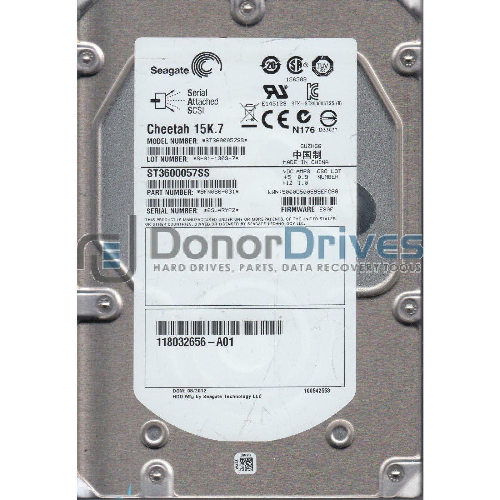 ST3600057SS, 6SL, SUZHSG, PN 9FN066-031, FW ES0F, Seagate 600GB SAS 3.5 Hard Dri - AloinfoUSA