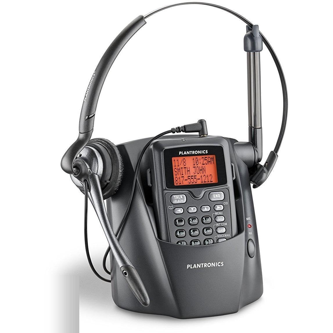 Telefone Plantronics 80057-11 CT14 Cordless Headset Phone, Black - AloinfoUSA