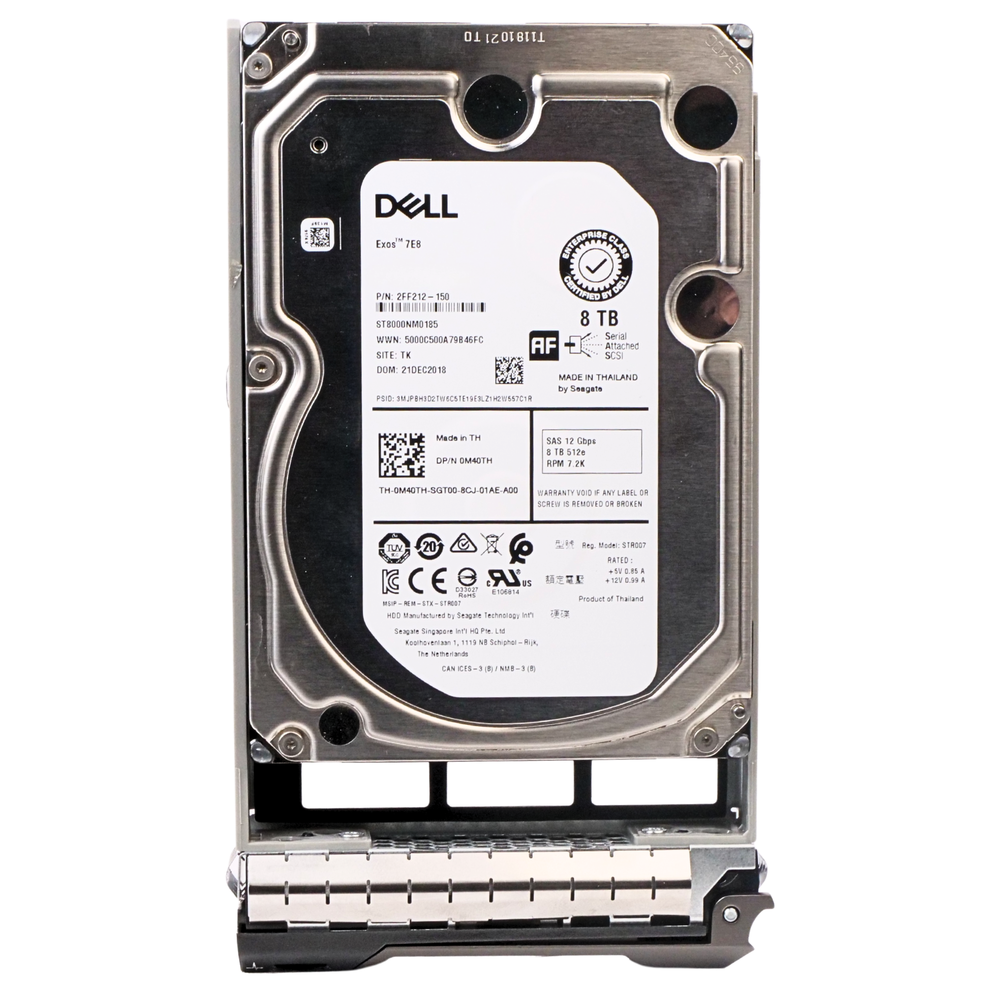 Dell G13 391KC 8TB 7.2K RPM SAS 12Gb/s 512e 256MB 3.5in HDD