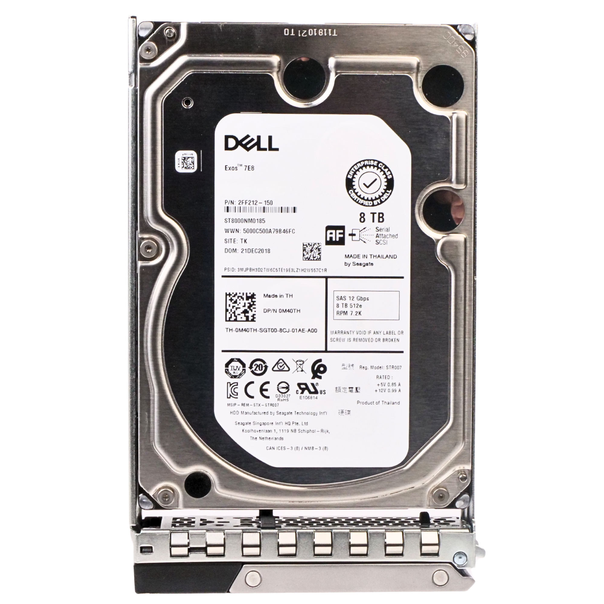 Dell G14 K2P5K 8TB 7.2K RPM SAS 12Gb/s 512e 3.5in Refurbished HDD