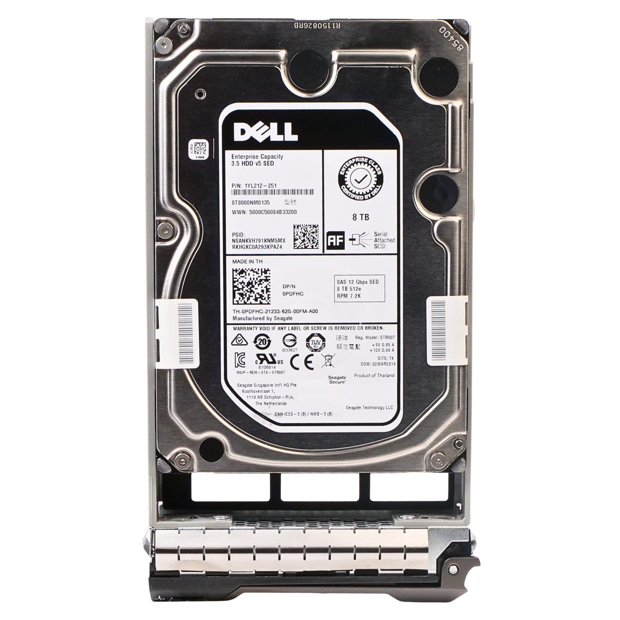 Dell G13 0PDFHC 8TB 7.2K RPM SAS 12Gb/s 512e 256MB 3.5in Refurbished HDD