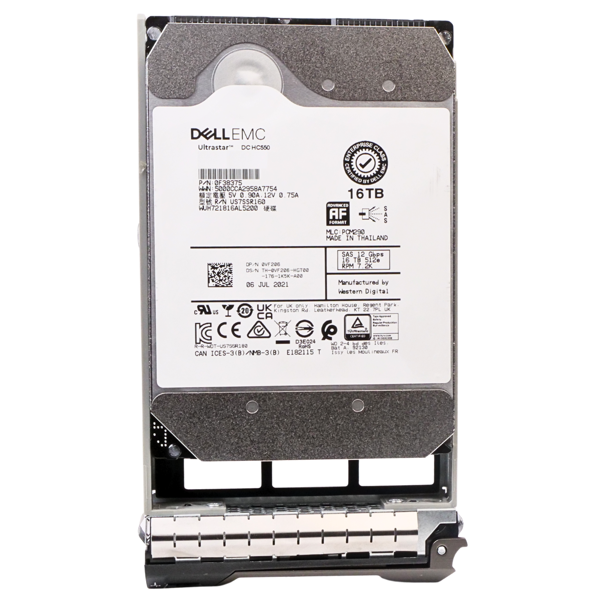 Dell G13 0VF206 16TB 7.2K RPM SAS 12Gb/s 512e 256MB 3.5in HDD