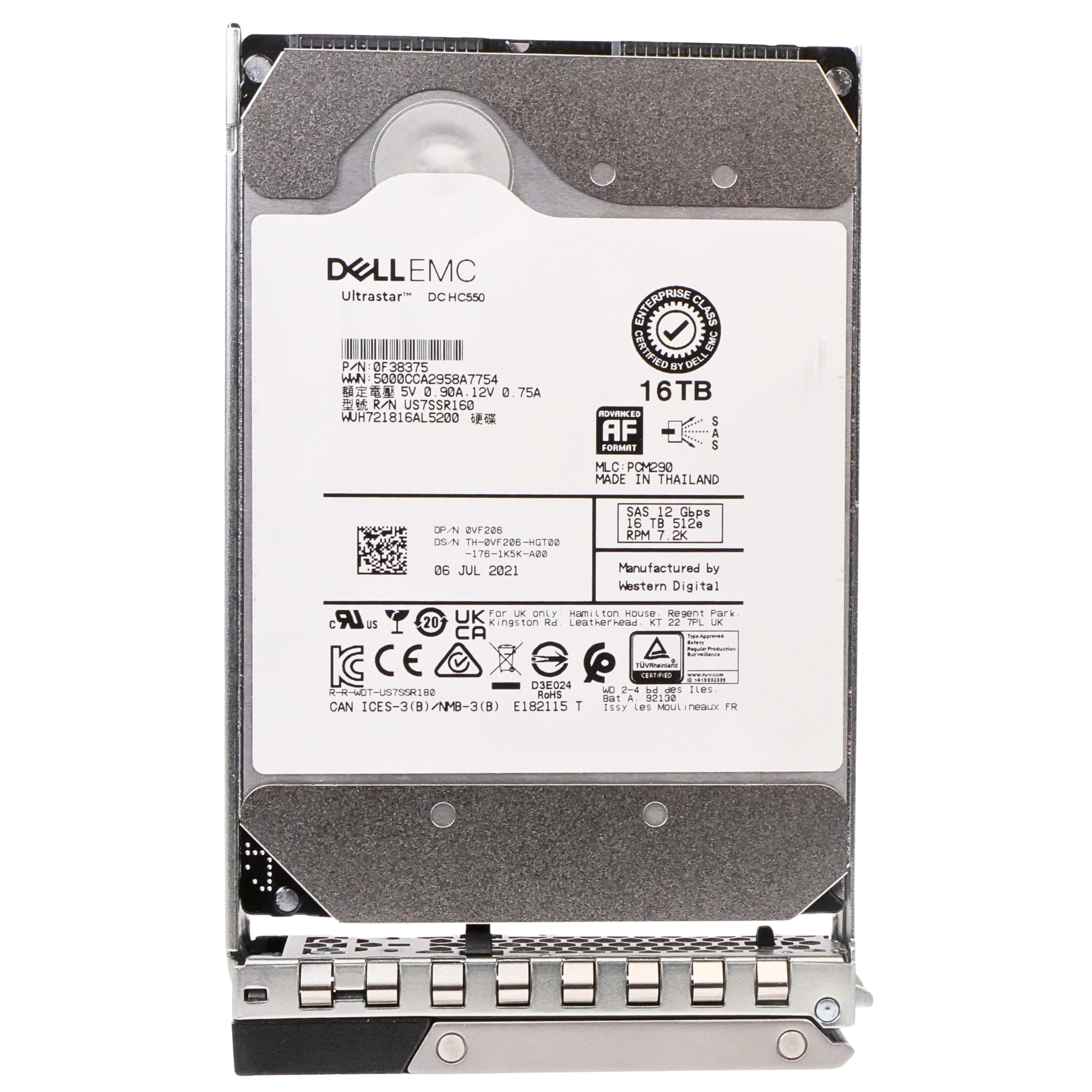 Dell G14 0VF206 16TB 7.2K RPM SAS 12Gb/s 512e 256MB 3.5in HDD