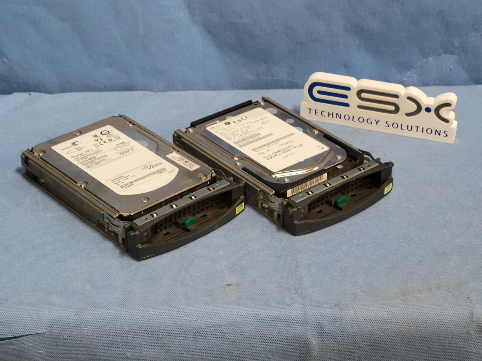 Lot of 2 Fujitsu Primergy 73GB 15K 3.5" FC HDD S26361-H931-V100/S26361-H966-V100