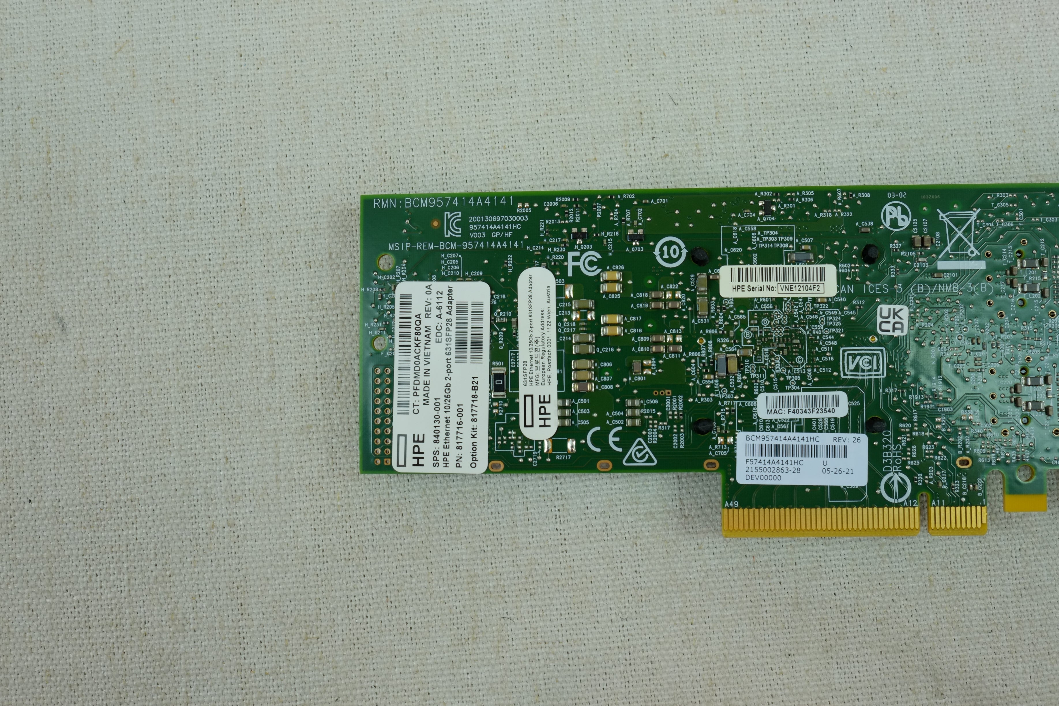 HPE 840130-001 631SFP28 2 Port 10/25GB Ethernet Adapter 817718-B21 Low Profile