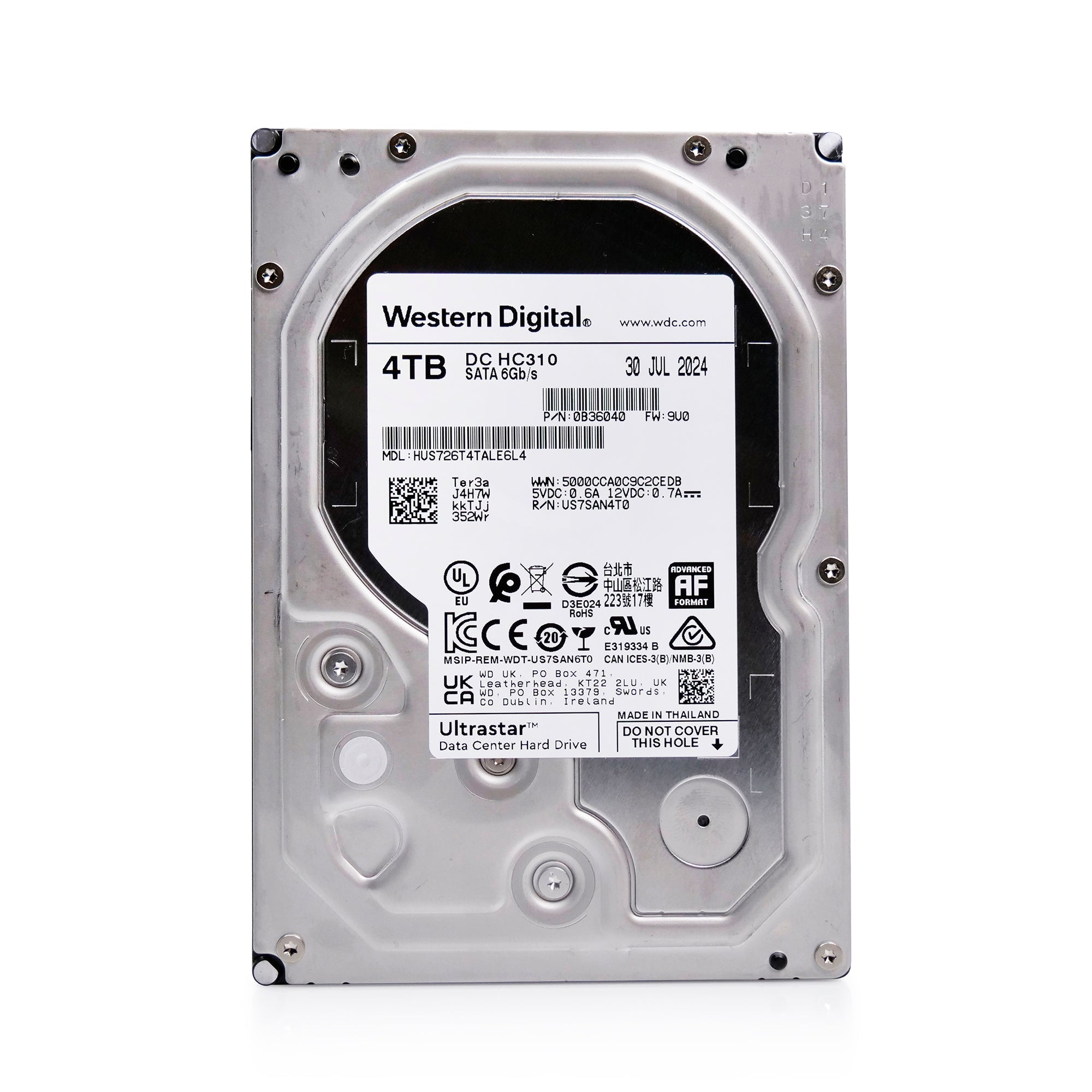 Western Digital Ultrastar DC HC310 HUS726T4TALE6L4 0B36040 4TB 7.2K RPM SATA 6Gb/s 512e 3.5in Hard Drive