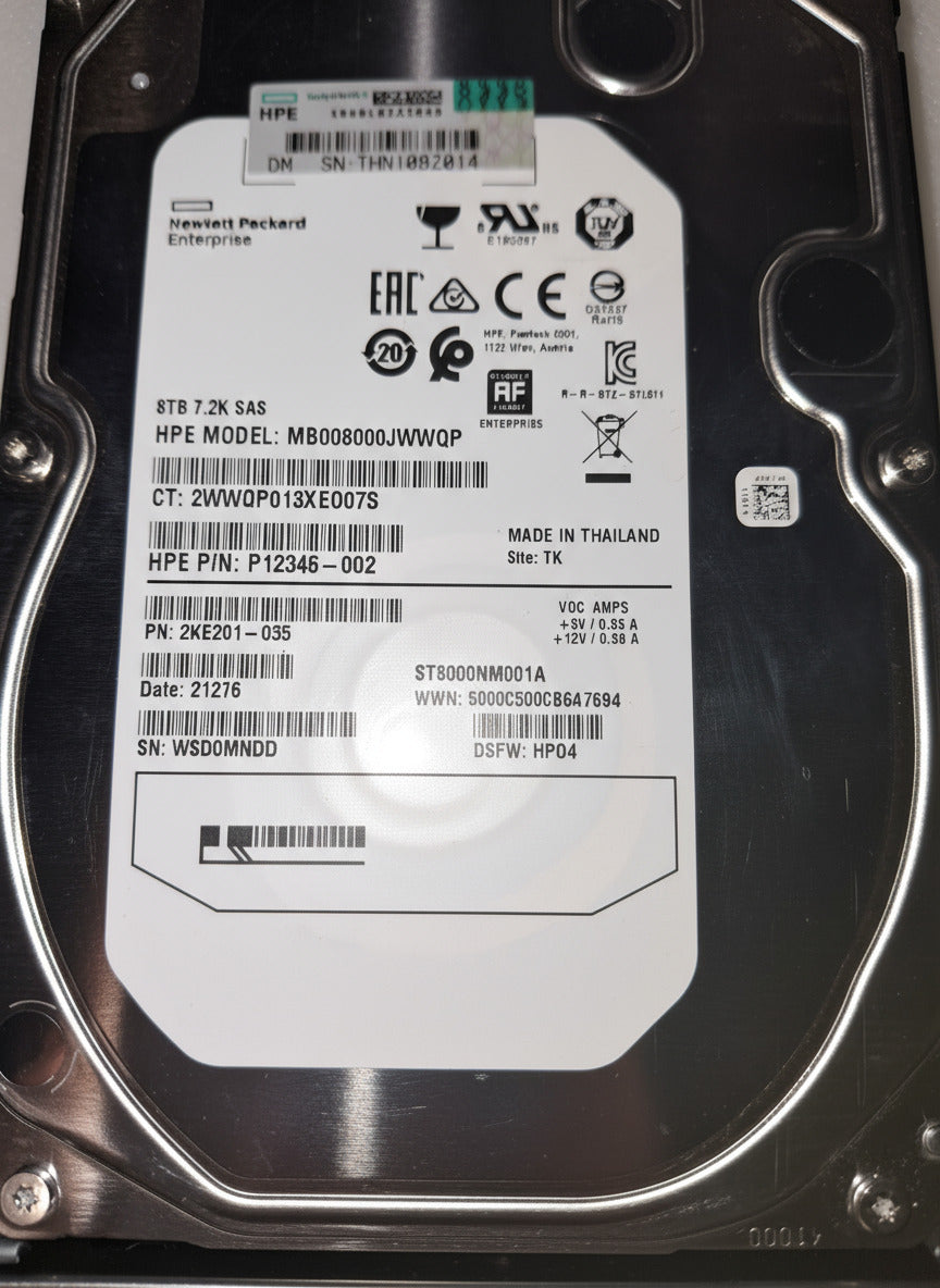 HP 834132-001 P12346-002 - 8TB 12G 7.2K 3.5in SAS Hard Drive | Alo Tech Solutions