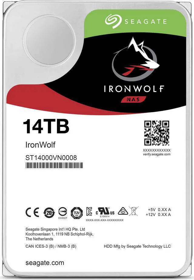 Alt view image 4 of 10 - Seagate IronWolf 14TB NAS Hard Drive 7200 RPM 256MB Cache SATA 6.0Gb/s CMR 3.5" Internal HDD for RAID Network Attached Storage ST14000VN0008
