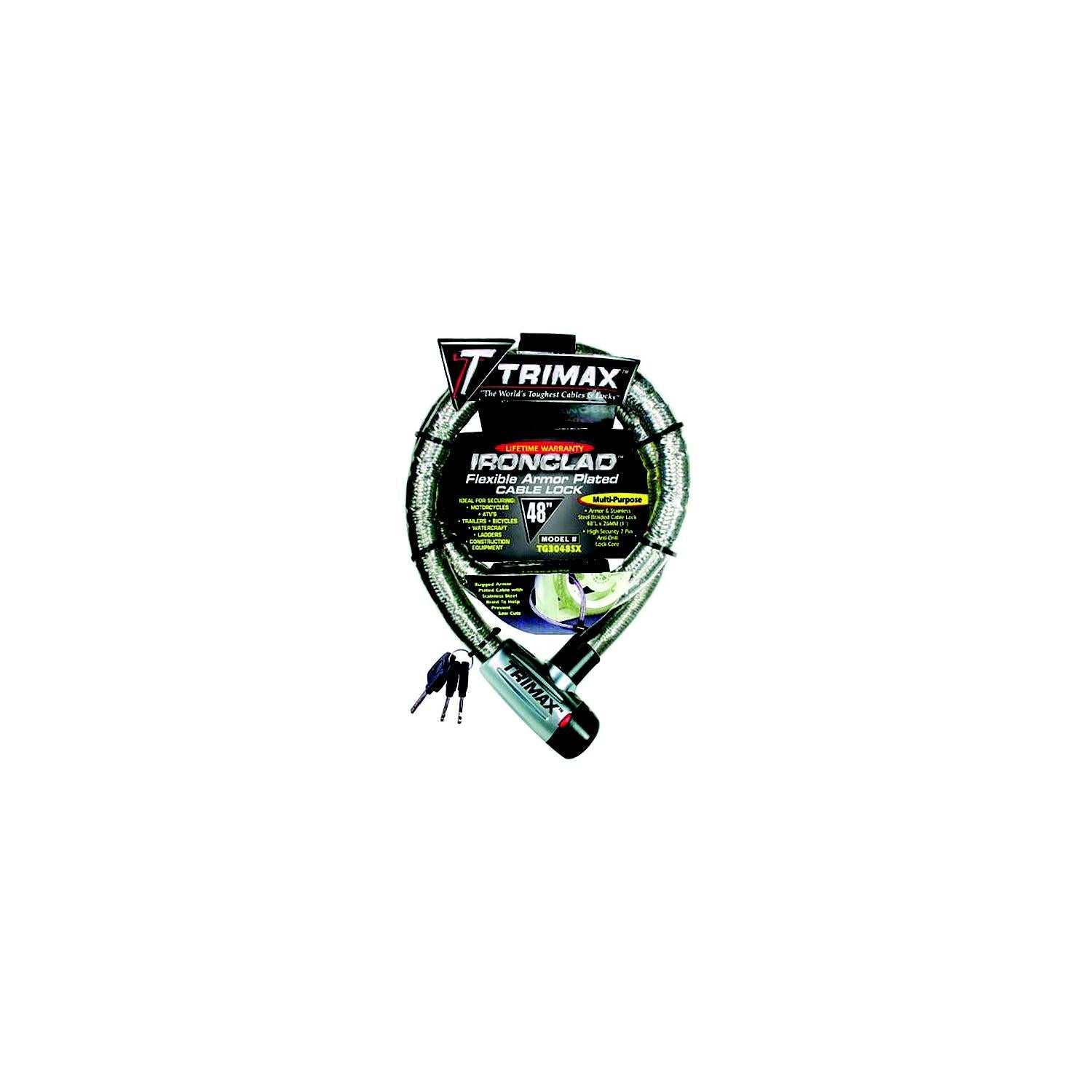 Trimax Locks TG3048SX Trimax Ironclad Armor Plated Stainless Locking Cable, 26mm x 4'