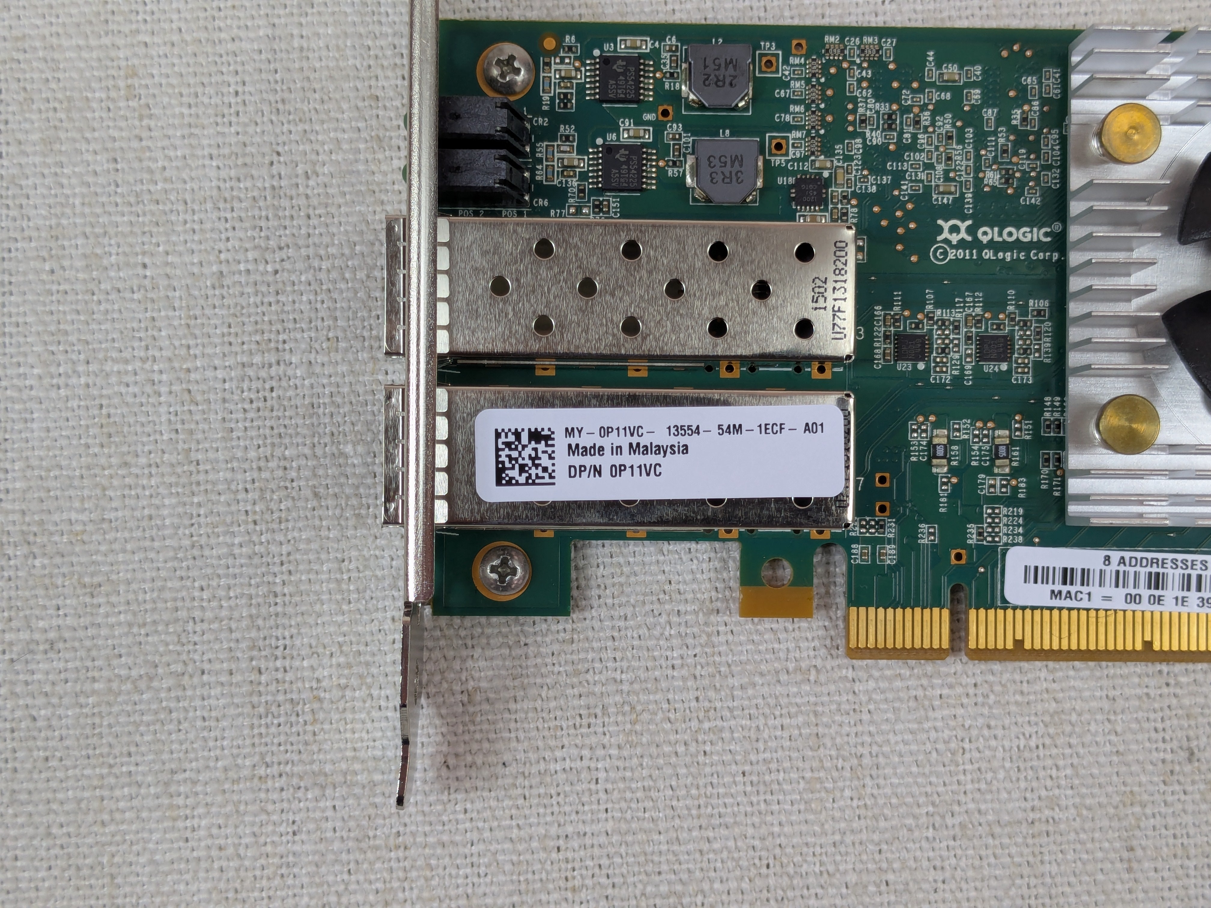 Dell P11VC QLogic QLE8262 Dual Port 10GB SFP+ Converged Network Adapter FH