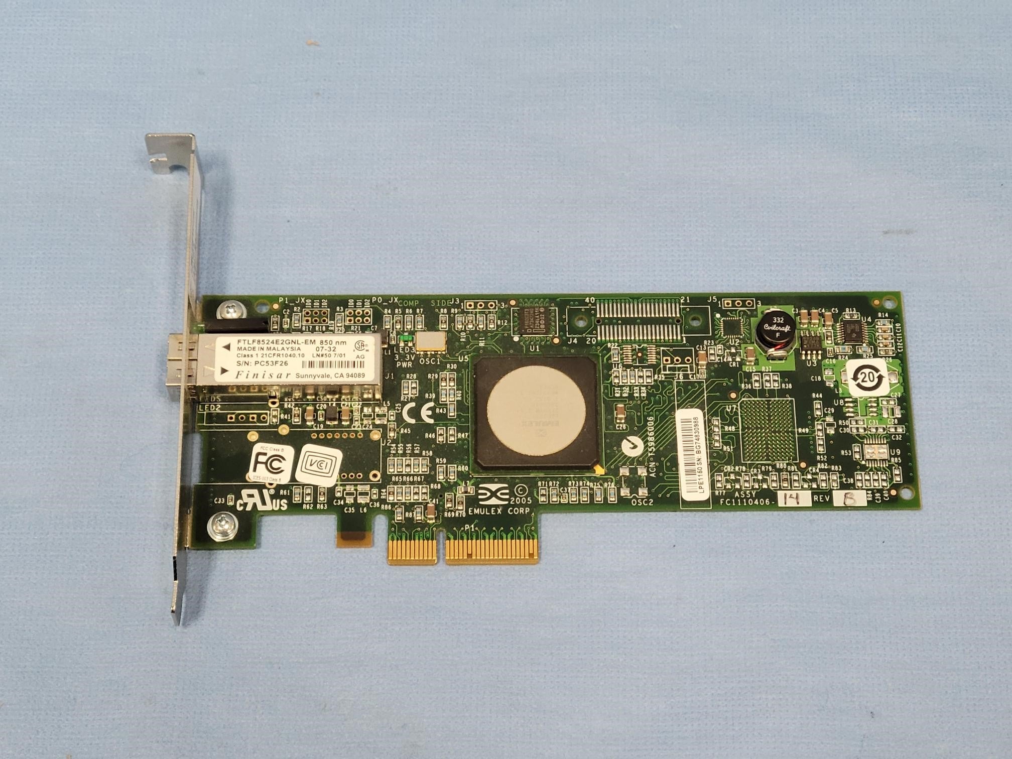 Dell ND407 Emulex LPE1150-E Lightpulse 4GB PCI-E PCIe FC 266MHZ Network Card HBA