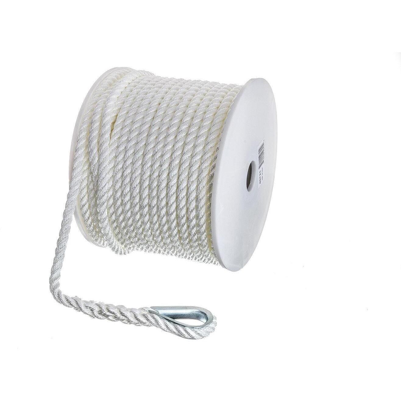 Seachoice 40721 3-Strand Twisted Nylon Anchor Line White, 3/8" x 150
