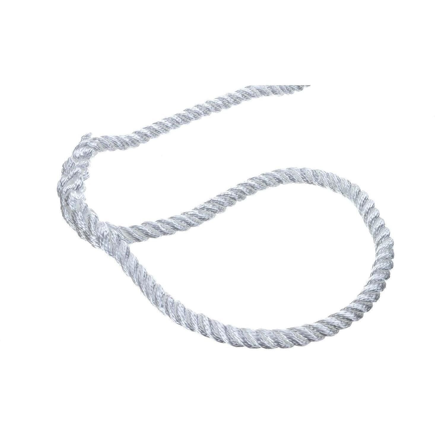 Seachoice 42551 3-Strand Twisted Nylon Dock Line, 1/2" x 15', White