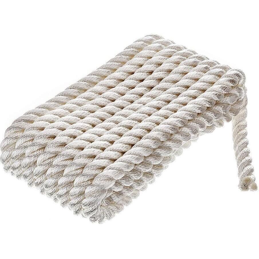 Seachoice 42601 3-Strand Twisted Nylon Dock Line, 5/8" x 25', White
