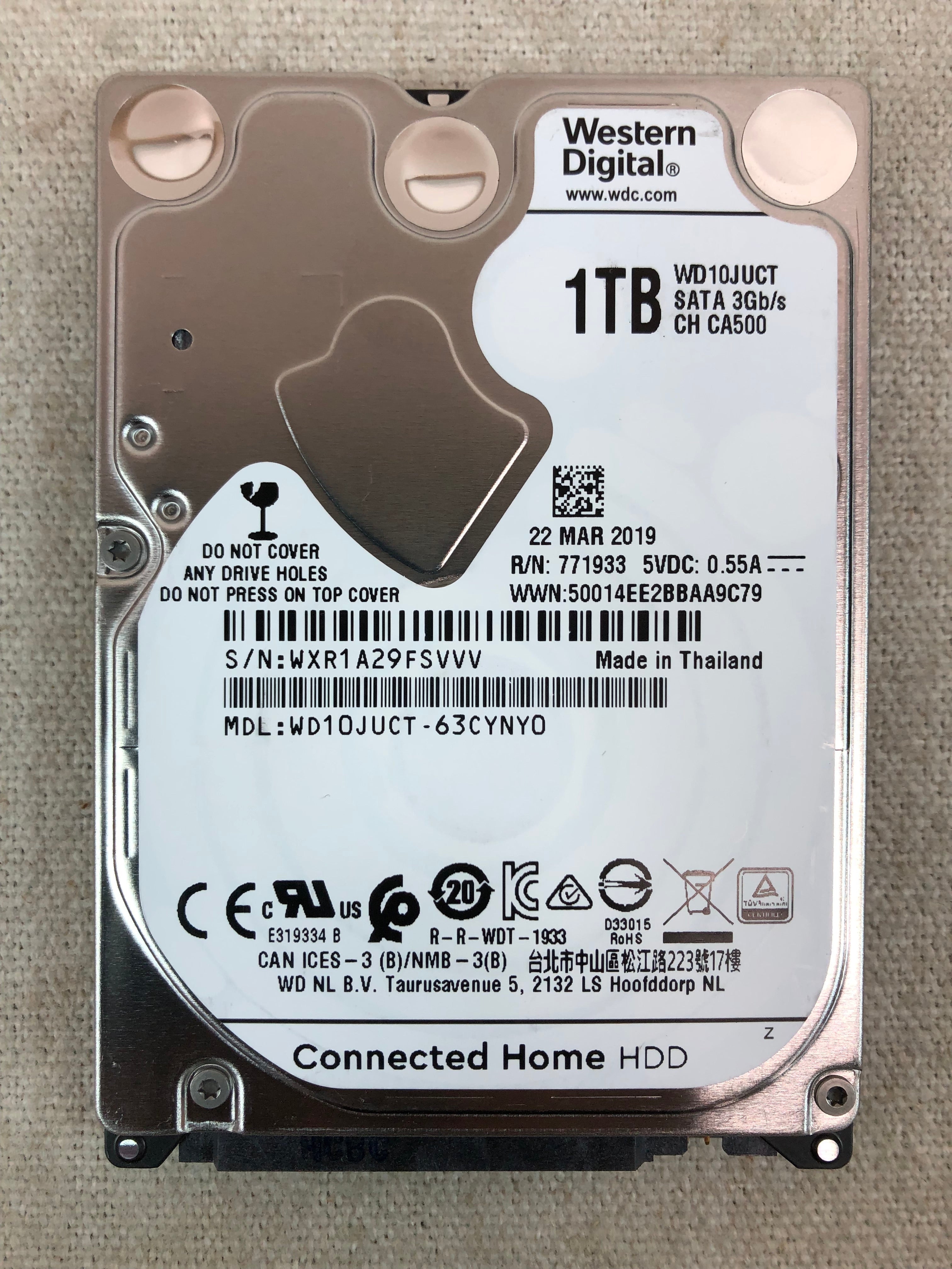 Lot of 2 Western Digital WD10JUCT-63CYNY0 1TB 3.0Gb/s SATA 2.5" HDD 100% health