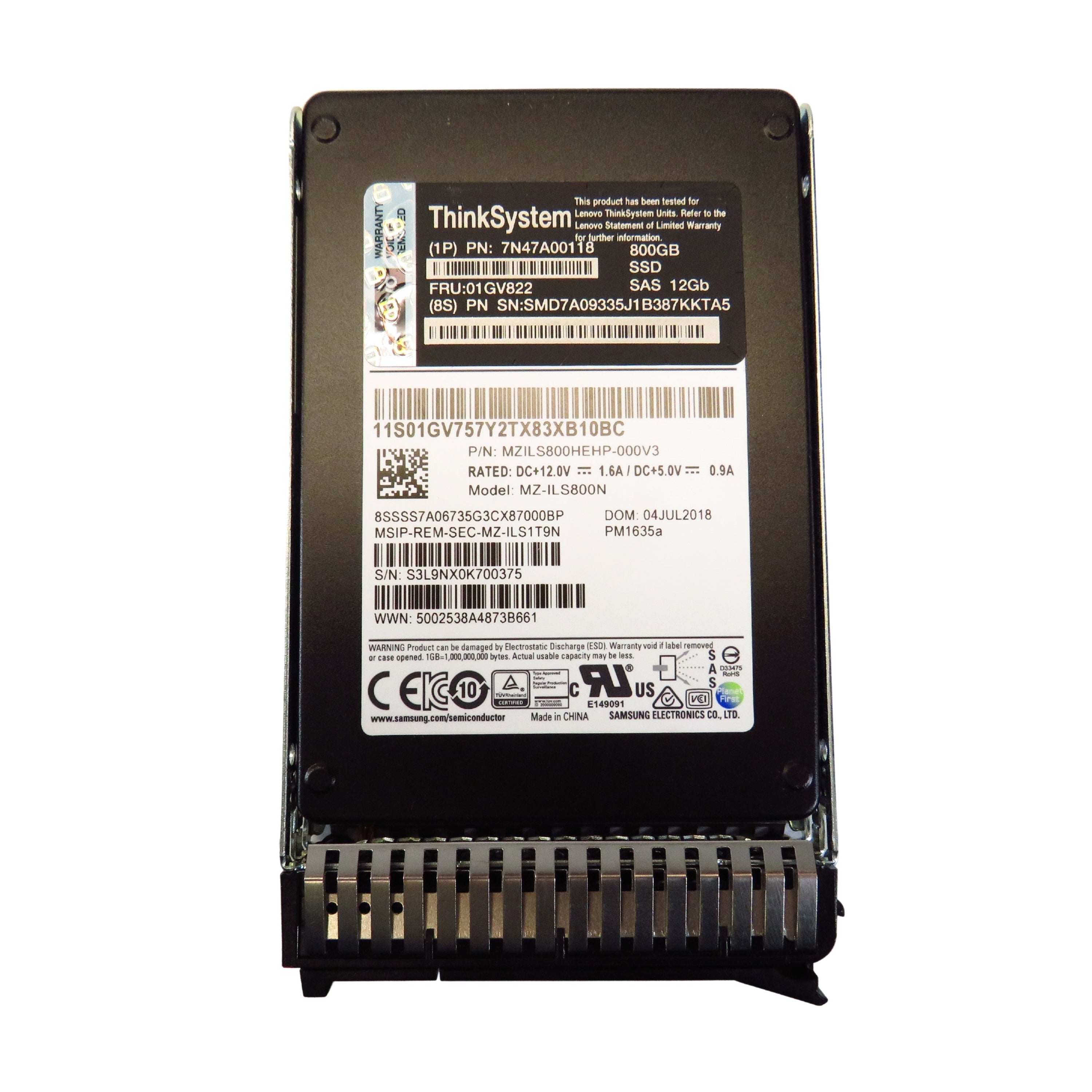 Lenovo 01GV822 800GB 2.5" SAS 12Gbps SFF SSD Solid State Drive (Refurbished)