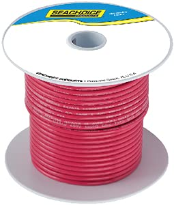 Seachoice 50-63016 Tinned Copper Marine Wire, 2 AWG, Red, 25'