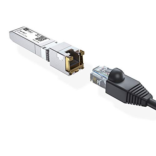 H!Fiber.com 4 Pack 10Gb SFP+ RJ45 Module, 10Gbase-T Ethernet SFP+ Copper Transceiver Support 10G/5G/2.5G/1.25G, Compatible with Cisco SFP-10G-T-S, Ubiquiti UF-RJ45-10G, UniFi, TP-Link, MikroTik, 30m|B0DN6TBR6L