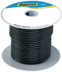 Seachoice 50-63027 Tinned Copper Marine Wire, 4 AWG, Black, 50'
