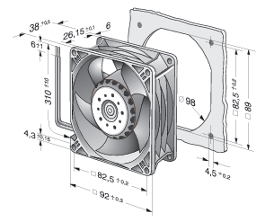 3212J/2NU-343 Ebm-Papst Tubeaxial Fan 92x92x38mm