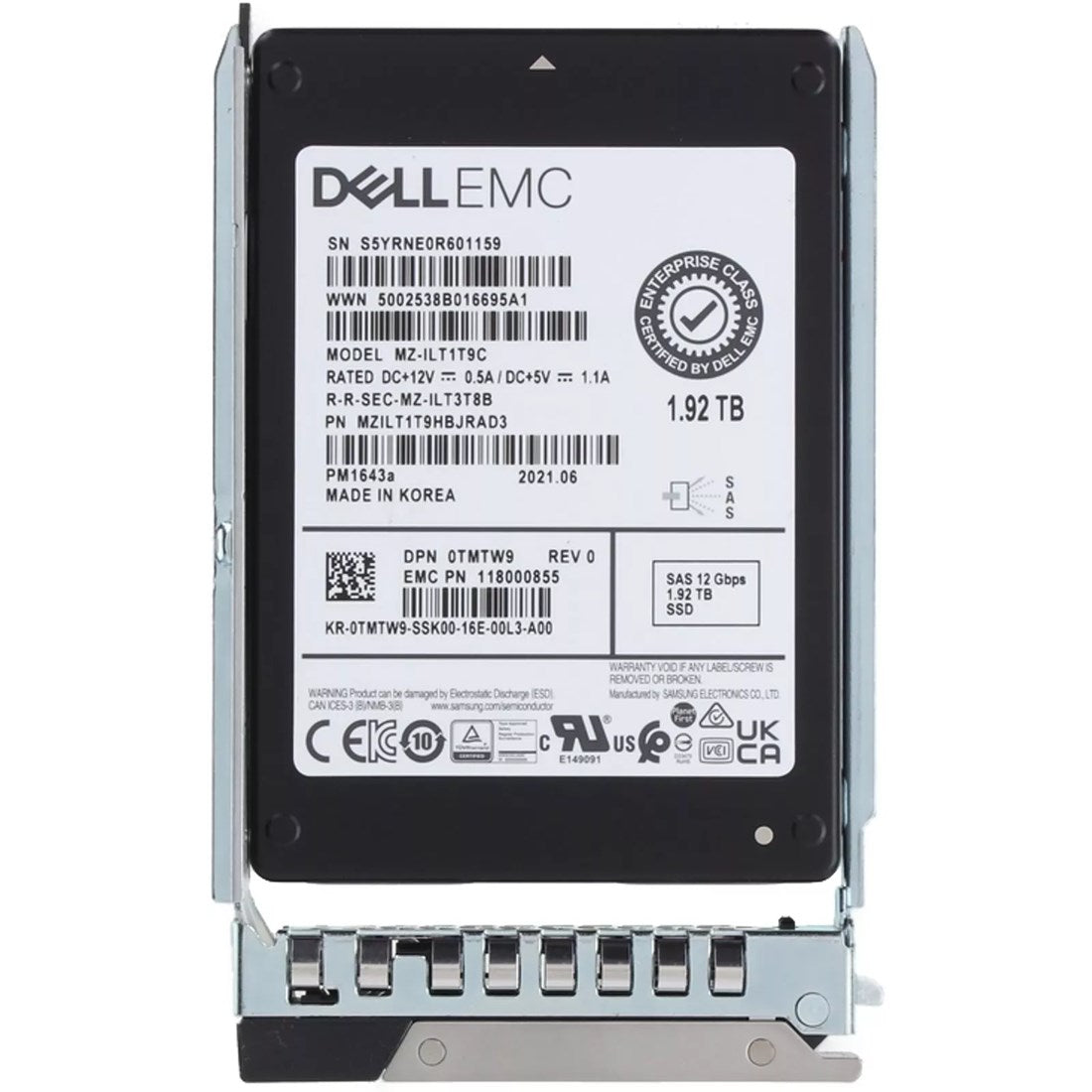 Dell TMTW9 1.92TB SAS 12Gbps Read Intensive 1DWPD 2.5Inch SSD