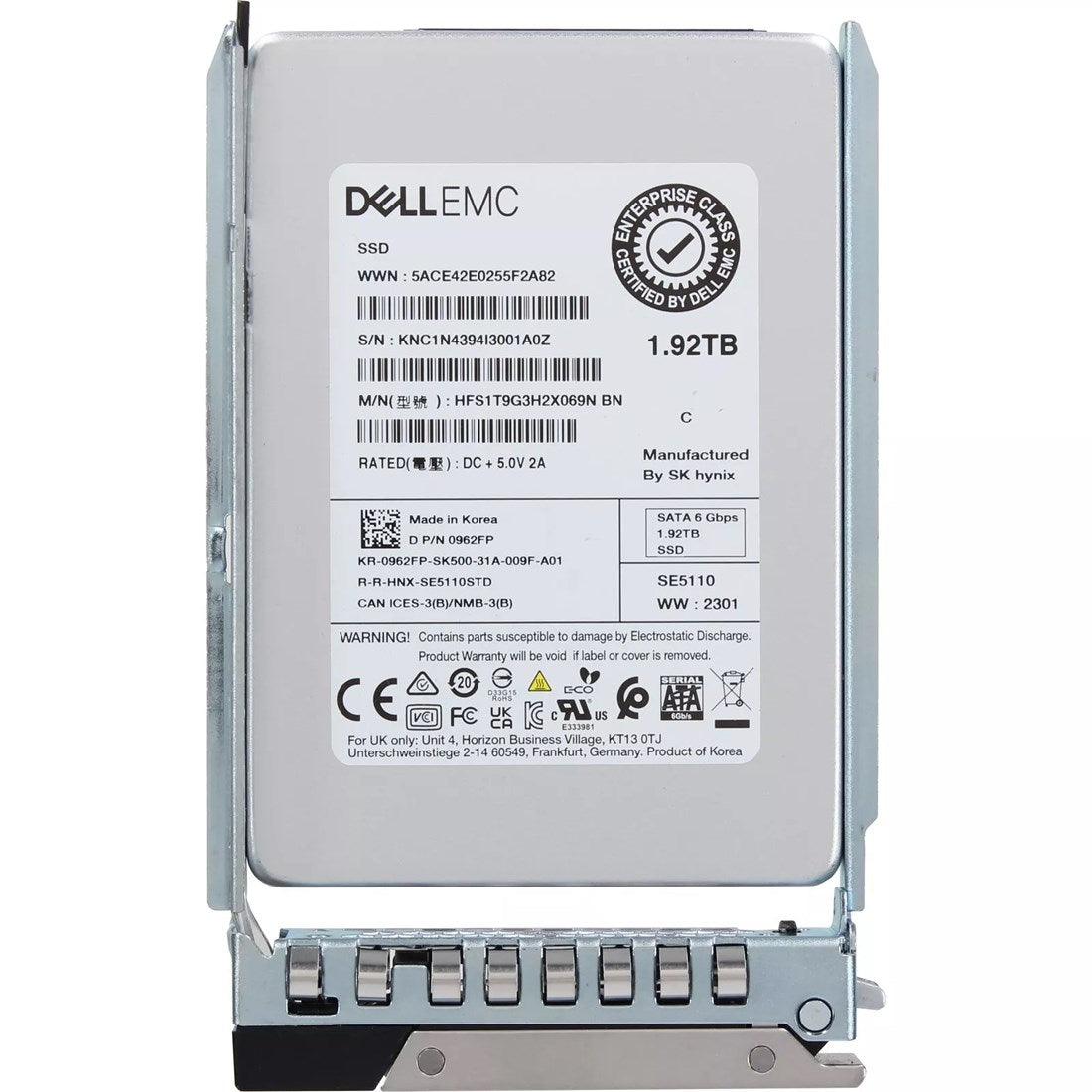 Dell 962FP 1.92TB Read Intensive TLC SSD SATA-6Gbps 512e 2.5in Drive