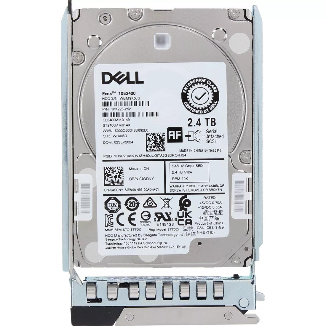 Dell 4GDNY 2.4TB 10K SAS-12Gbps 512e 256MB SED FIPS140 2.5inch Hot-Plug HDD