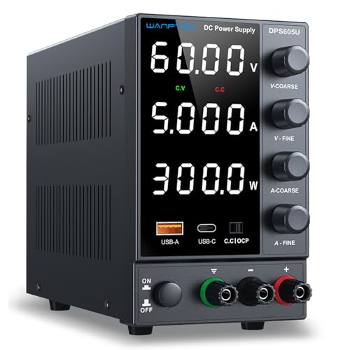 DC Power Supply Variable 0-30V 0-10A, Adjustable Switching Regulated Bench Power Supplies with Encoder Coarse & Fine Knob, 3.6A USB & Type-C Quick-Charge, OCP Overcurrent Protection