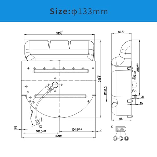 D1G133-AB39-22 48VDC 105W Centrifugal Fan for Inverter