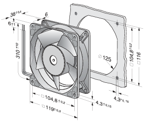 4114NH6 Ebm-Papst FAN AXIAL 119X38MM 24VDC WIRE