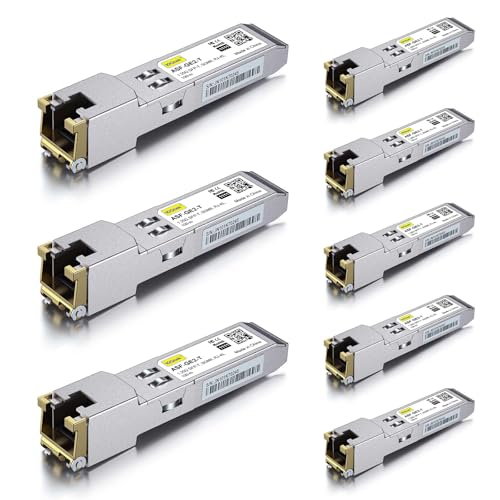 10GTEK 1.25G SFP-T, 1000BASE-T Copper SFP, SFP to RJ45 SFP Module Transceiver for Cisco SFP-GE-T, Meraki, Fortinet, Ubiquiti UniFi UF-RJ45-1G, D-Link, Supermicro, Netgear, TP-Link and More|B00U77IJ2M